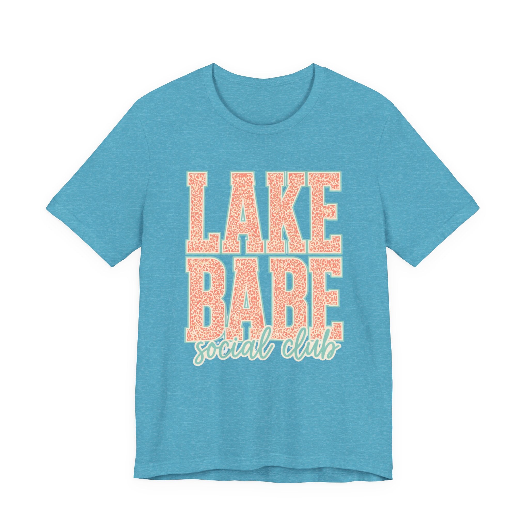Lake Babe Social Club T-Shirt — Retro Coral & Mint Lake Vibes Tee