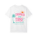 Tanned and Tipsy T-Shirt — Summer Beach Tee with Palm Tree & Cocktail Graphic