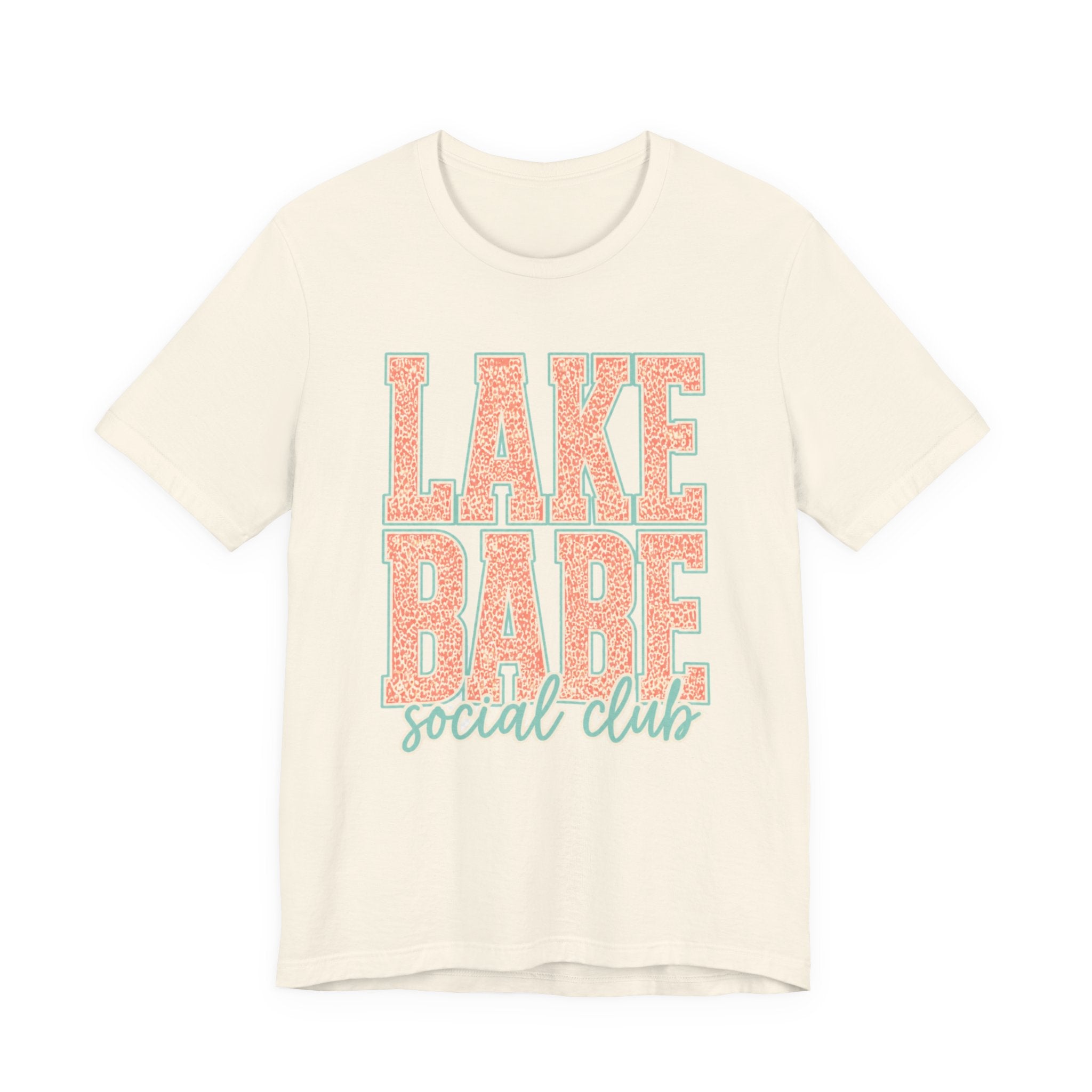Lake Babe Social Club T-Shirt — Retro Coral & Mint Lake Vibes Tee