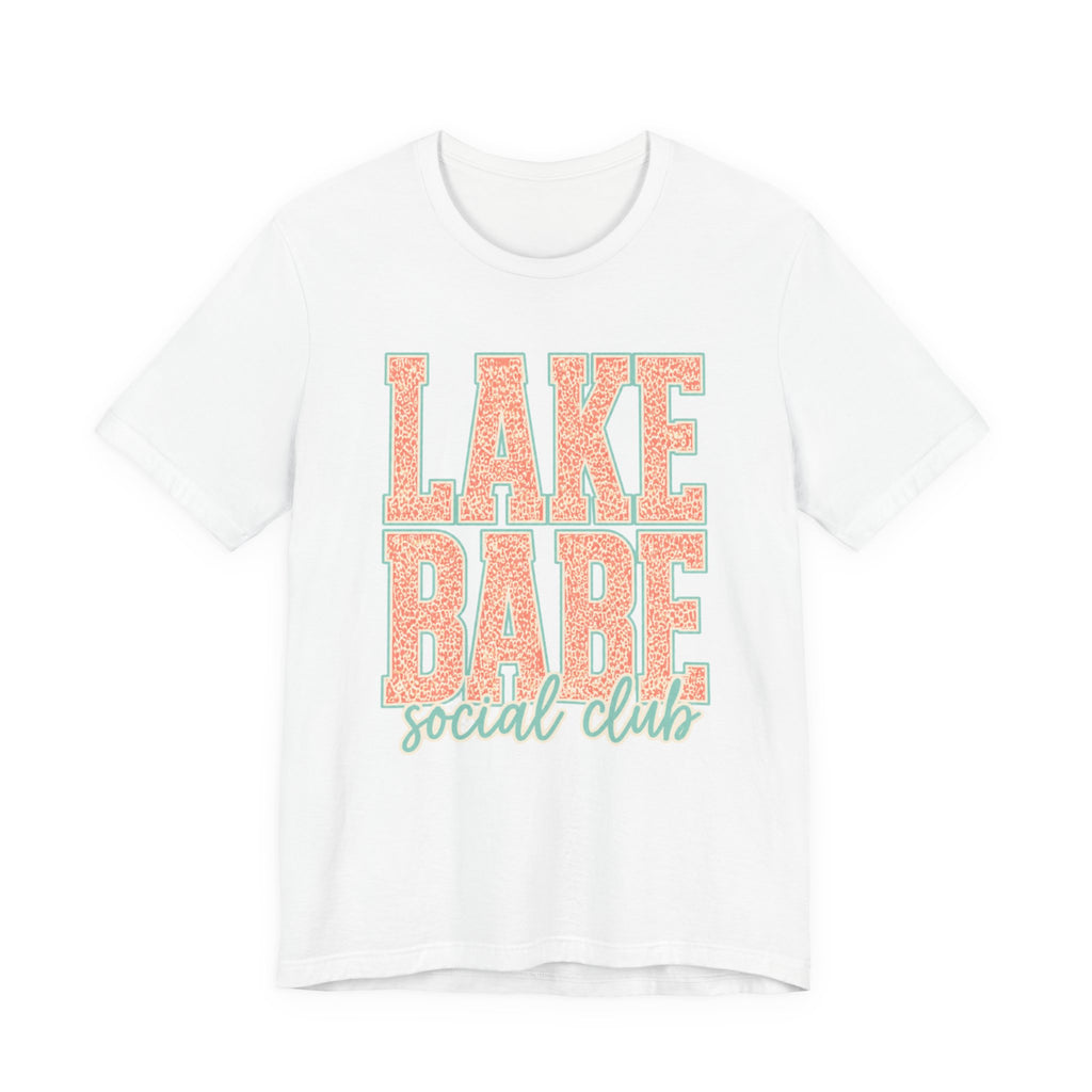 Lake Babe Social Club T-Shirt — Retro Coral & Mint Lake Vibes Tee