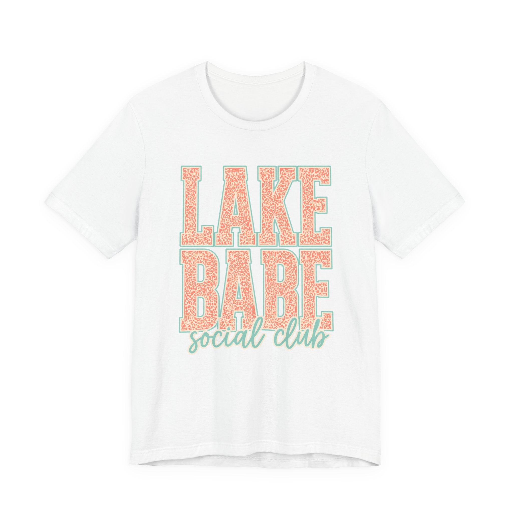 Lake Babe Social Club T-Shirt — Retro Coral & Mint Lake Vibes Tee