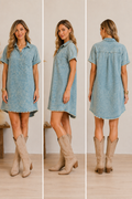 Blush Mineral Wash Denim Shirt Dress
