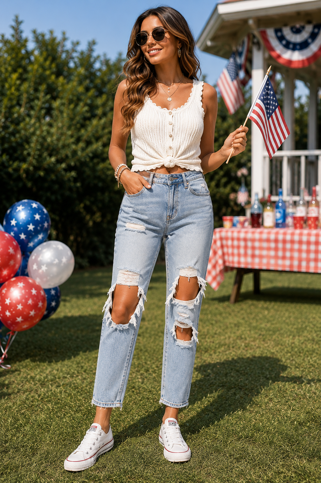American Rebel Distressed Boyfriend Jeans